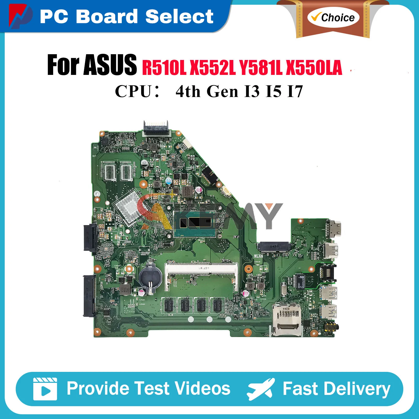 

Материнская плата для ноутбука X550LA ASUS VivoBook X550LB X550LC X552L Y581L X550L X550LN R510L X550LD с процессором I3 I5 I7 stk