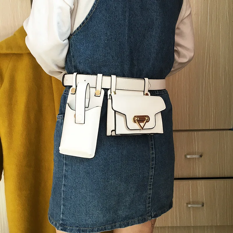 Fashion waist bag for women punk style 2-piece chest bag designer crossbody bag cute waist belt