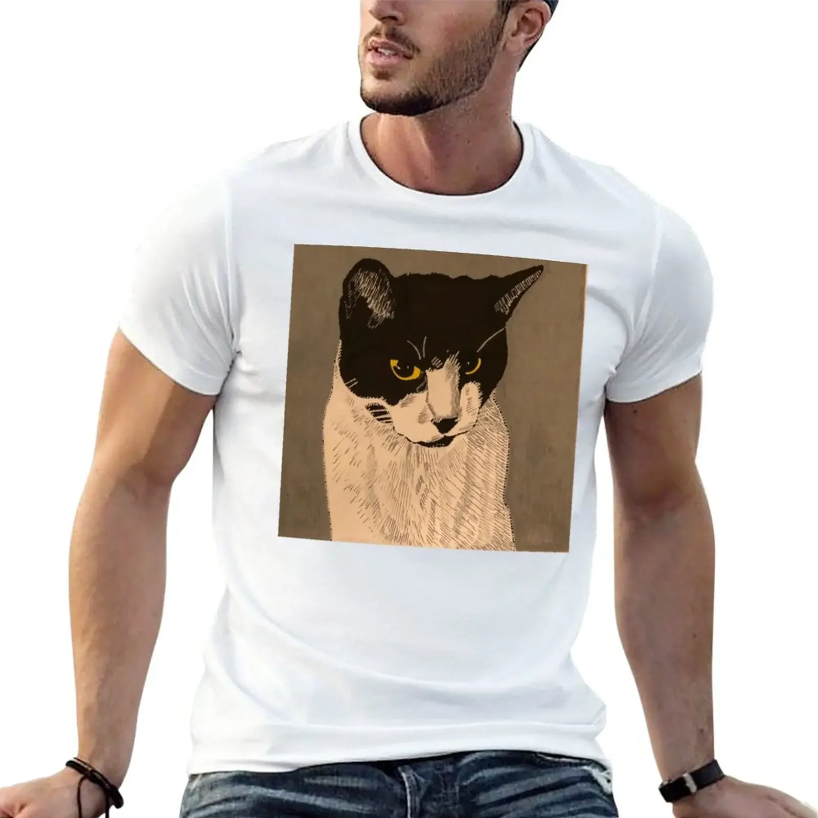 New Tengu the pet cat is cute and cuddly artwork T-Shirt oversizeds custom t shirt plain t shirts men