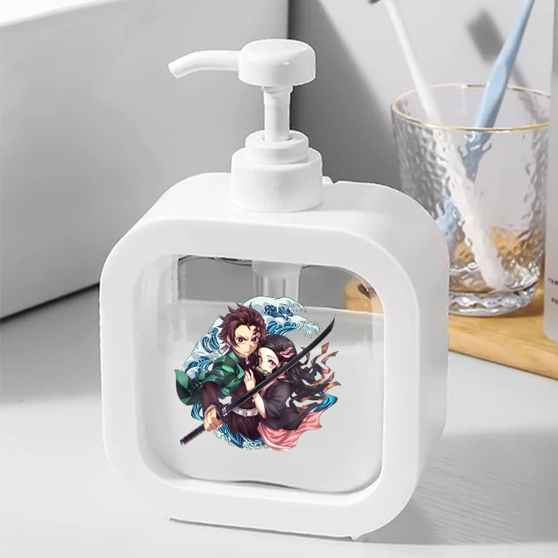 300ML Demon Slayer Creative Transparent Soap Dispensers Refillable Portable Empty Bottle Shower Gel Detergent Dispensing Bottles