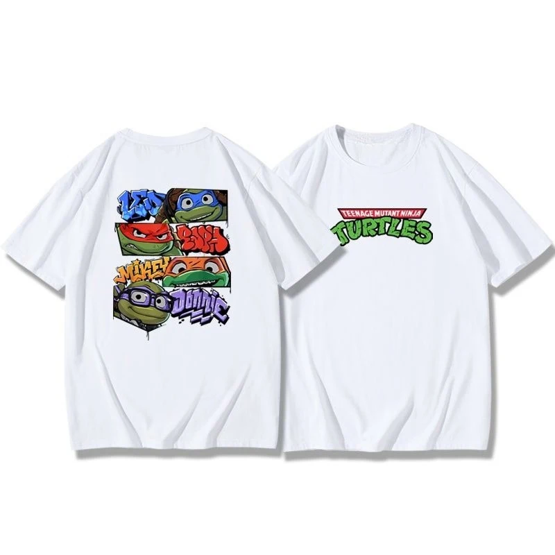 2026 Summer Fashion Hot Selling New Cartoon Anime Ninja Turtle Pure Cotton Round Neck T-shirt for Men Summer Loose Half Sleeved view 3