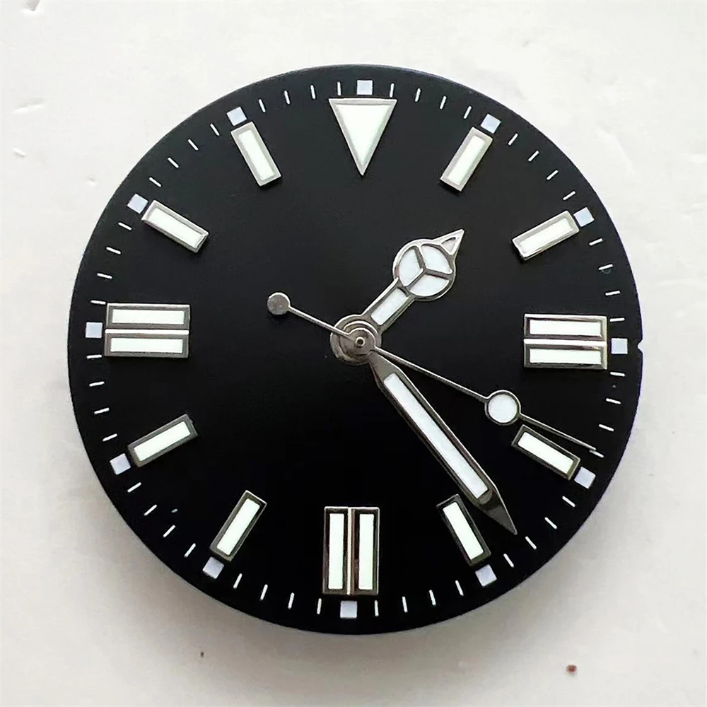 

NH35 Dial + Watch Hands 28.5mm Green Luminous Watch Face Silver Pointers for 8215 2836 Movement