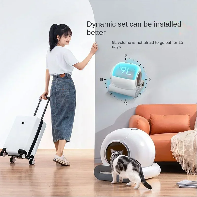 Intelligent Automatic Self Cleaning Cat Litter Box Electric Large Deodorizing Fully Enclosed Cat Sandbox with Long Battery Life