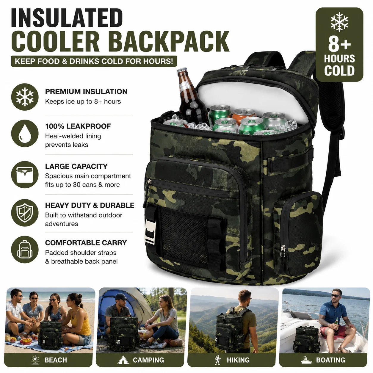 Hiking Backpack Waterproof - 방수 소프트 쿨러 배낭 20L 절연