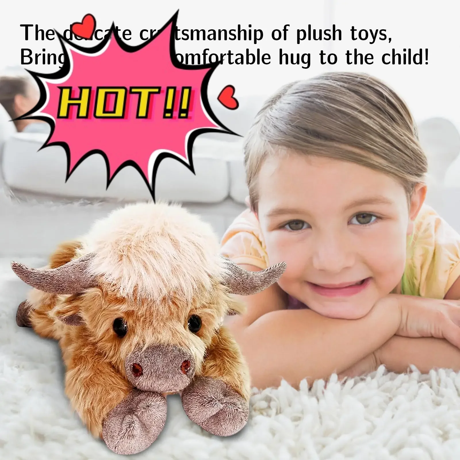 

Плюшевая игрушка Jumbo Highland Cow — 18-дюймовая супермягкая и приятная мягкая корова | Идеально подходит для объятий, декора и снятия тревоги