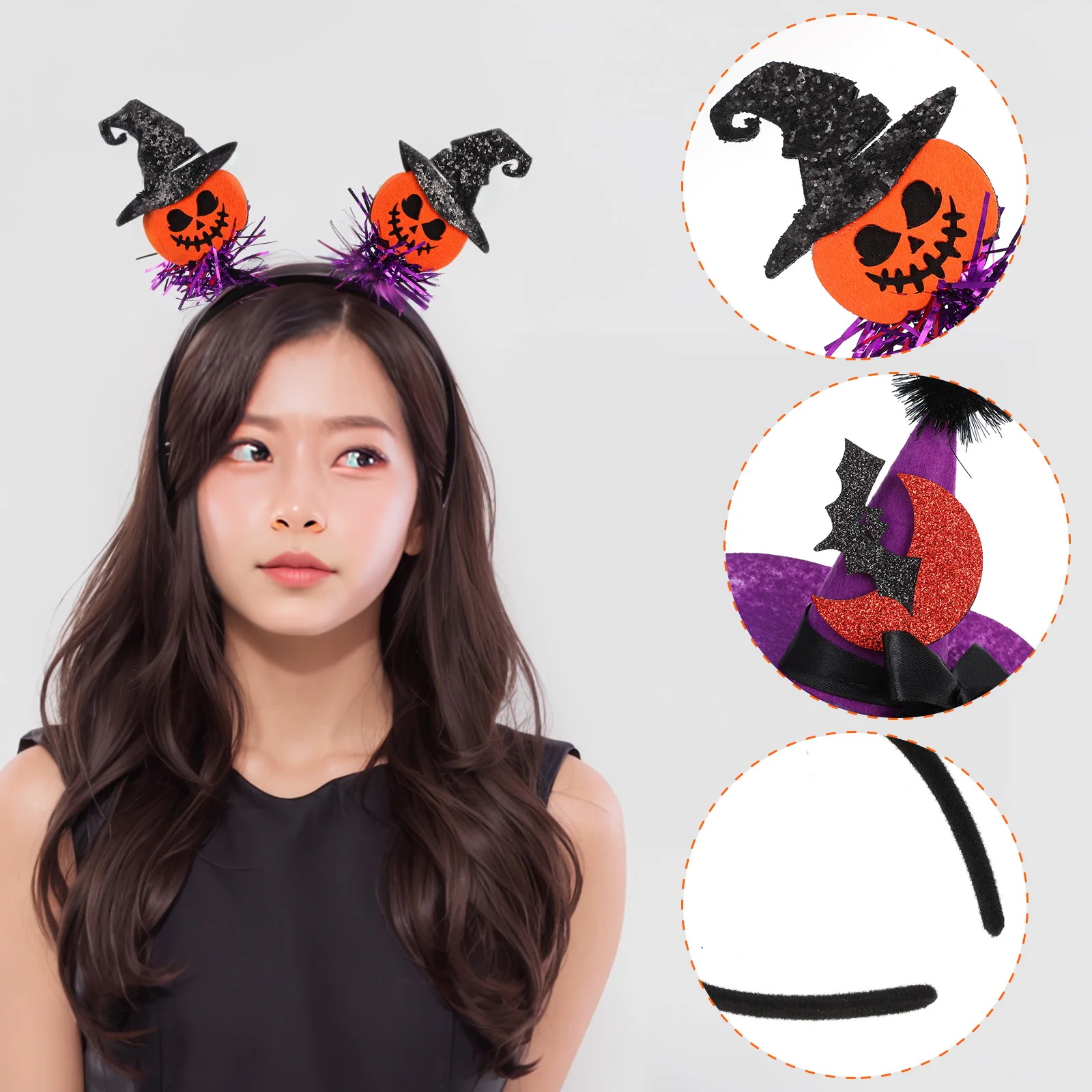 

3 pcs Party Headbands Halloween Themed Spider Pumpkin Design Strong Plastic For Costume Birthday Party Decorations Hair