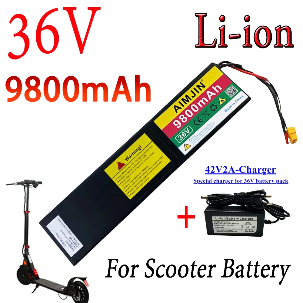 36V 9800mAh 10S3P Lithium-Ion Battery Pack Rechargeable Battery XT60+JST interface For KUGOO S1 S2 S3 Electric Scooters
