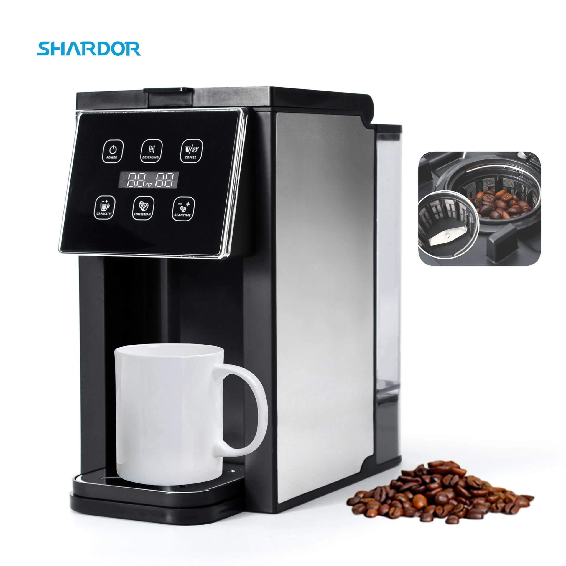 ماكينة صنع القهوة سعة 12 كوبًا مدمجة في مطحنة شفرات للفاصوليا أو ماكينة القهوة المطحونة القابلة للبرمجة #1