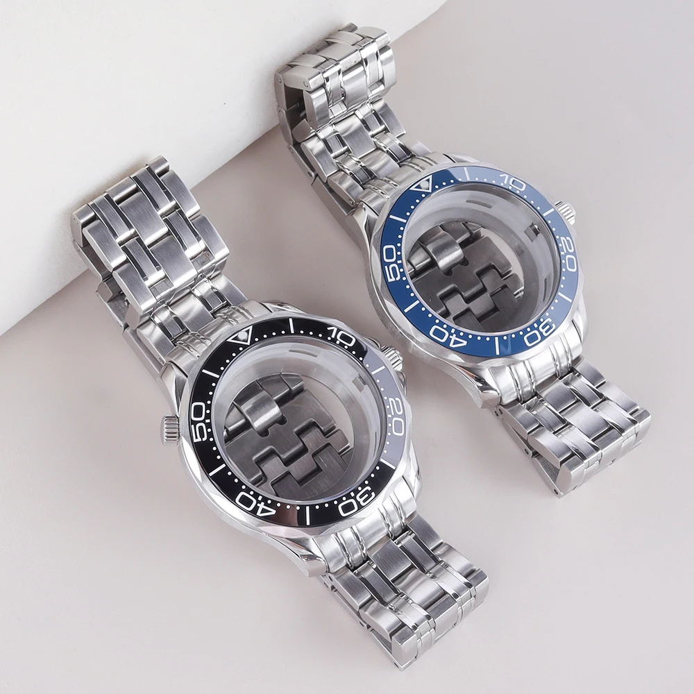 Caja de reloj NH35 de 41mm, pulsera de acero inoxidable 316L de zafiro para Seamaster 300 NH35 NH36 NH38 NH34, piezas de reloj con esfera de 31mm