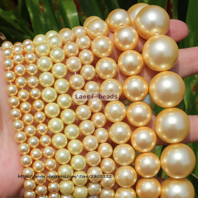 

6-20mm Gold Yellow Shell Pearl Loose Beads 15.5inch per strand ,For DIY Jewelry Making !