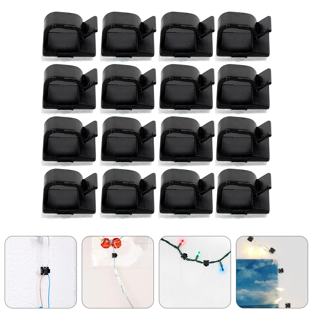 25 Pcs Self-adhesive Electric Wire Square Wiring Buckle Dsl Cable Line Fixing Clips Plastic Home Fixation Cord Management