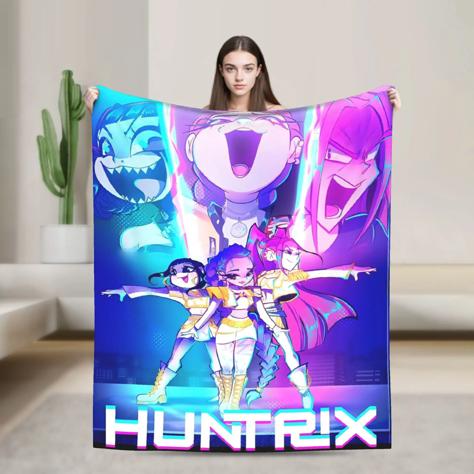 

kpop Demon Hunters Huntrix Blanket Fleece Print Multifunction Super Soft Throw Blankets for Bed Couch Plush Thin Quilt