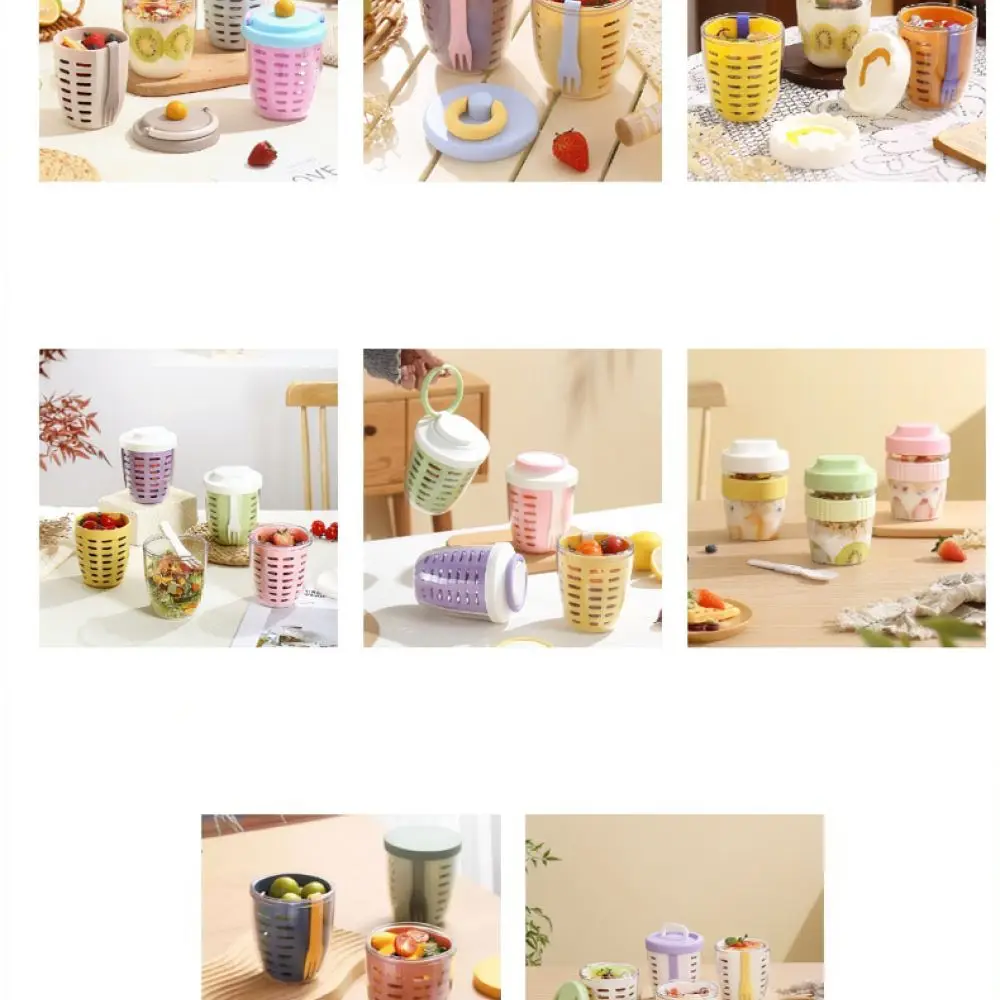 Compact Portable Fruit Snack Cup With Fork Sealed Food Container For Outdoor Camping Hiking Picnic Commuting Lunch Box