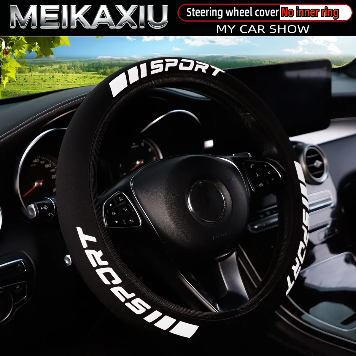 Sport 3D Puff Steering Wheel Cover for Car - No Inner Ring Accessory for Women's Car Interior 14.5-15 Inch
