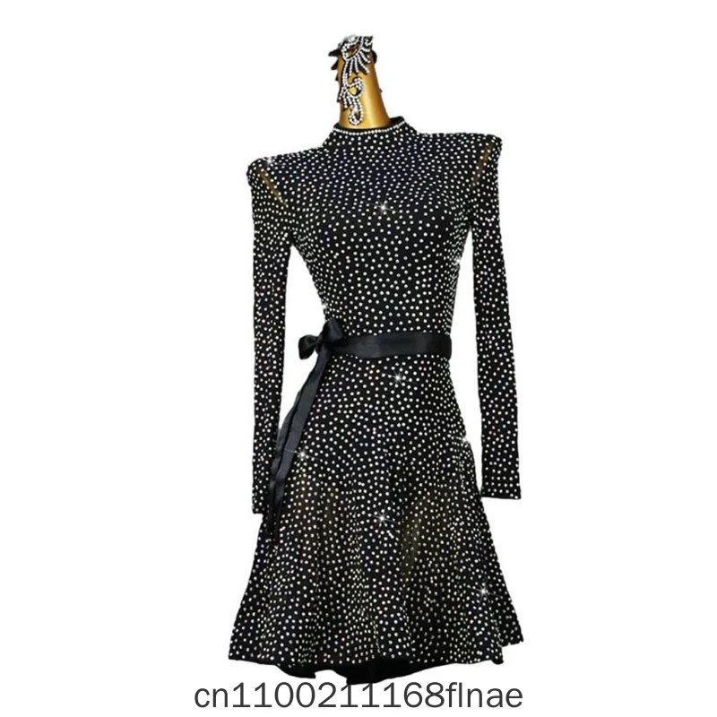 Professional Latin Dance Costume Advanced Sensation Competition Art Exam Stage Dance Performance Long Sleeve Costume