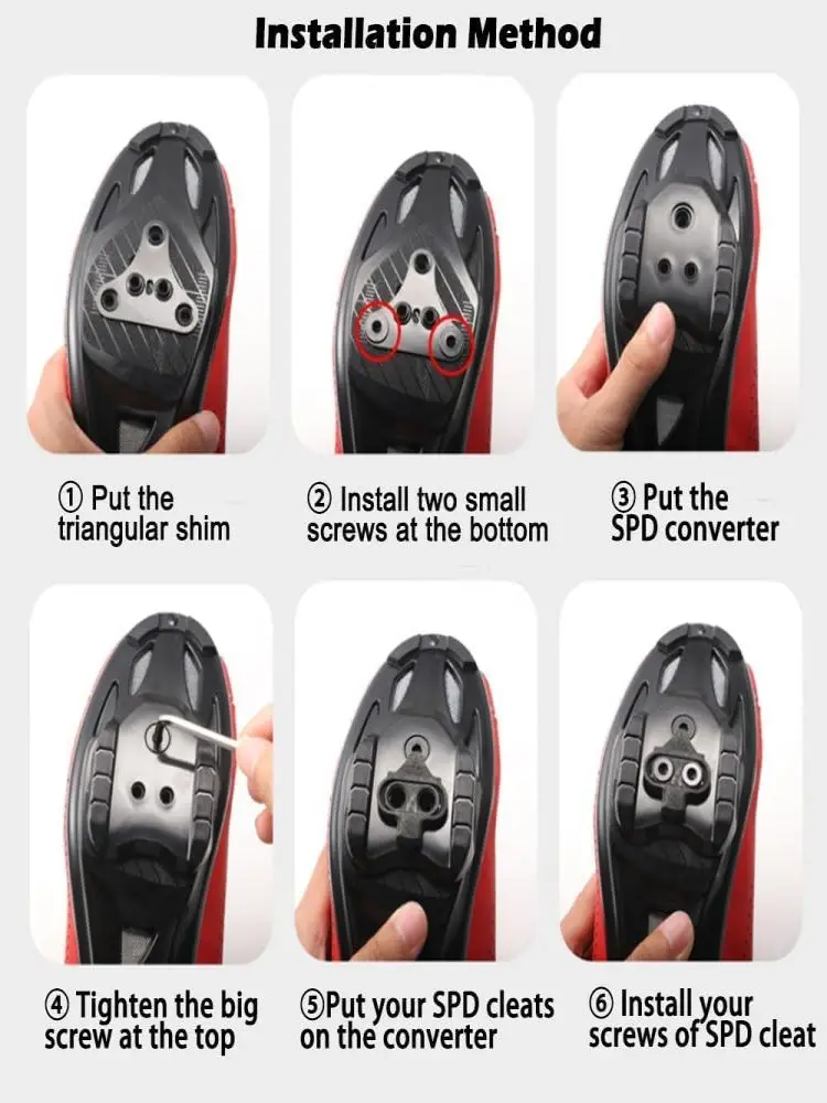 AliExpress NONE SPD Cleat Adapters: Convert 3-Hole Shoes to 2-Hole Pedals with Durable Metal Construction - Padded Nylon Design for Comfortable