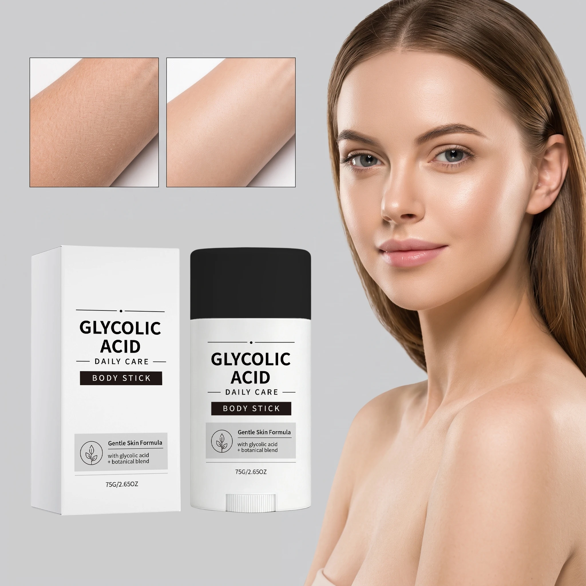 Glycolic Acid Exfoliating Body Stick Soften Smooth Skin Texture Moisturize Portable Body Scrub Stick2.65oz With Centella Extract