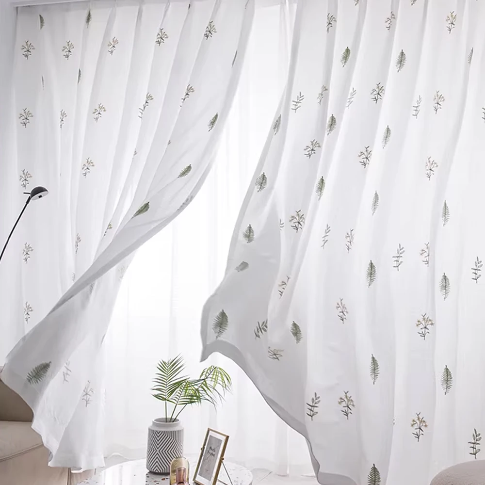 1 Stück Frischer Blumiger Jasmin-Druck Transparenter Vorhang, Leichter Sonnenschutz UV-Schutz, Geeignet für Wohnzimmer Schlafzimmer Balkon Party