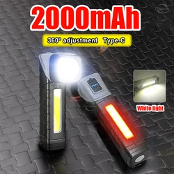 Bright Rechargeable LED Flashlight Camping Work Torch Rotatable Head With 5 Lighting Mode With Magnet Waterproof Emergency Light