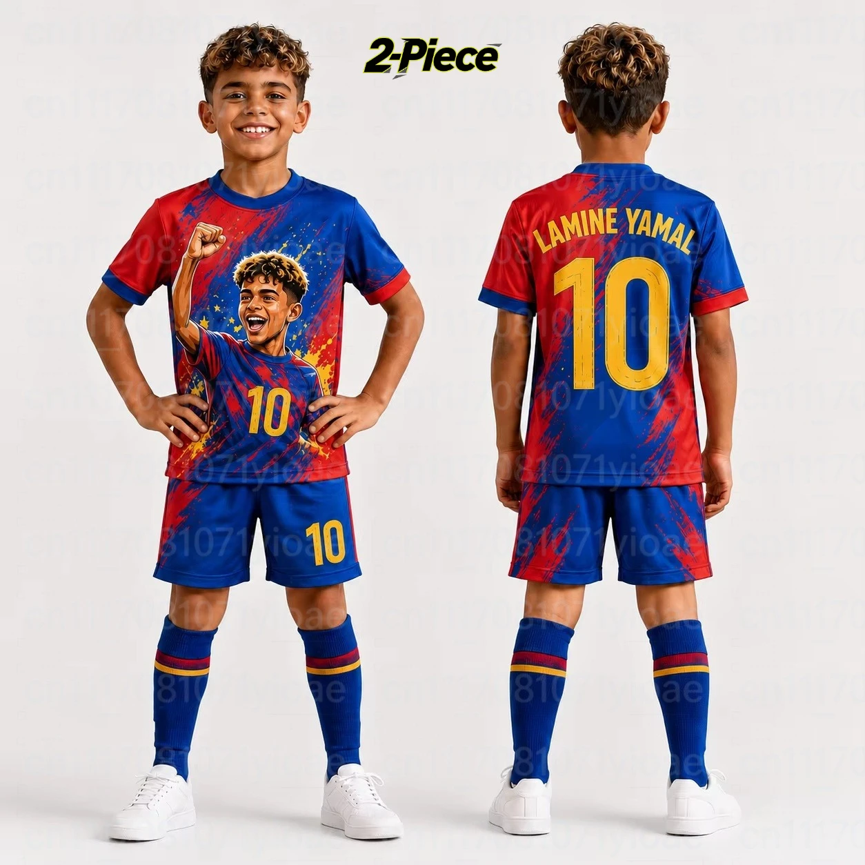 26/27 Hotsale Lamine Yamal Fan Nr. 10 Fußballtrikot & Shorts 2-teiliges Set, Einzelnes Oberteil Verfügbar, Sport-Trainingsanzug für Kinder – Detail 5