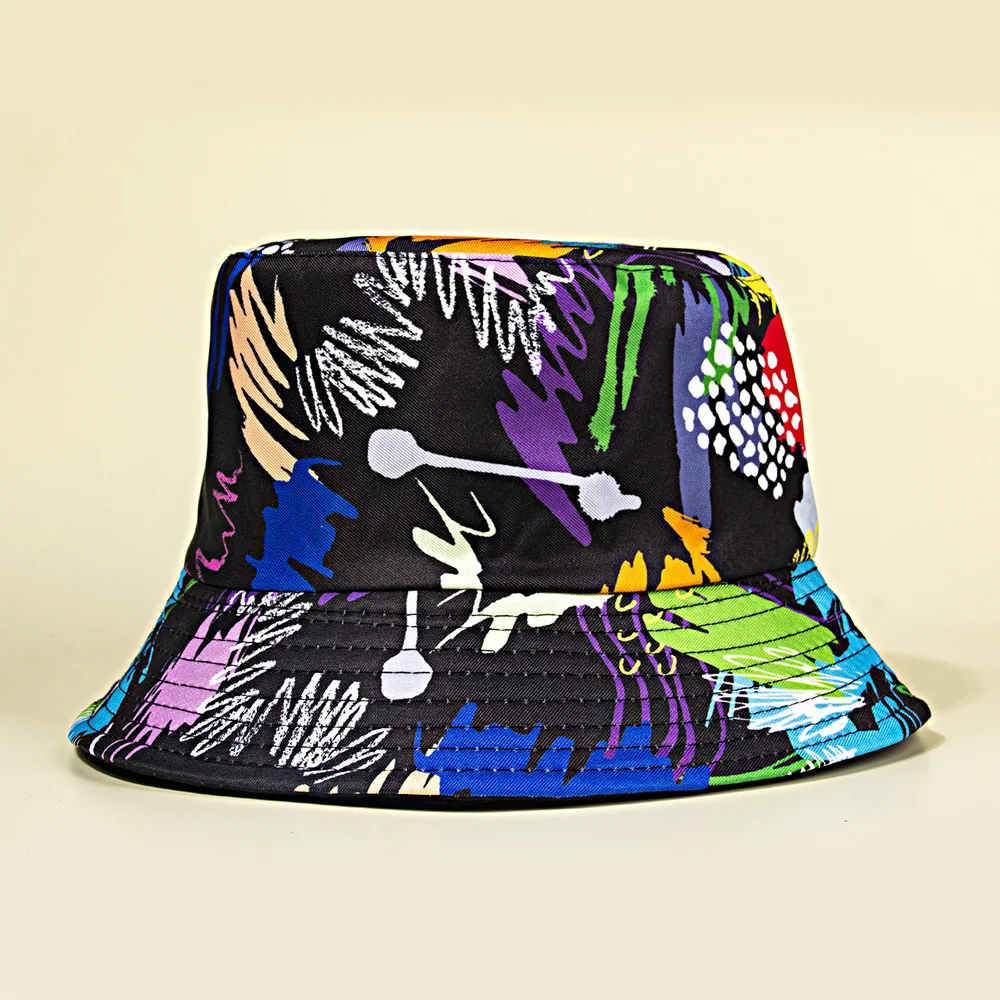 Bucket Hat Maple Tie Dye Camouflage Men's Hat Double-Sided  Beach Headwear Women Fisherman's Hat Harajuku Cap Summer Hat