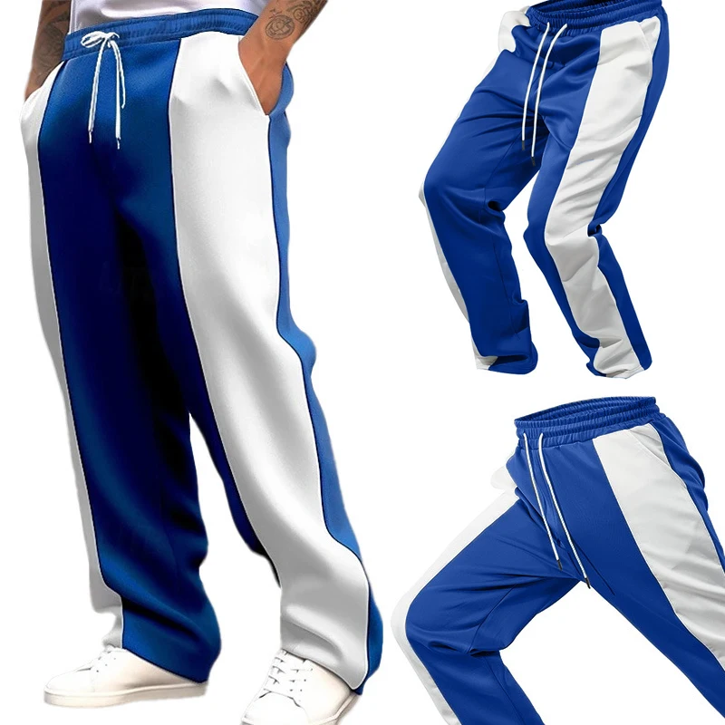 

Мужские повседневные брюки-джоггеры 2025 года — брюки для бега с эластичной резинкой на талии, быстросохнущие и цветные блоки.