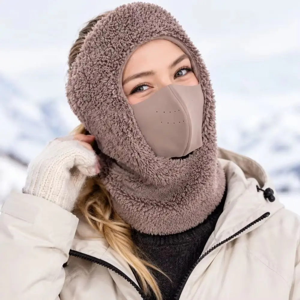 Warm Winter Warm Face Mask Built in Ear Covers Soft Material Windproof Cycling Face Cover Thickened Fabric Fleece Bib Cycling