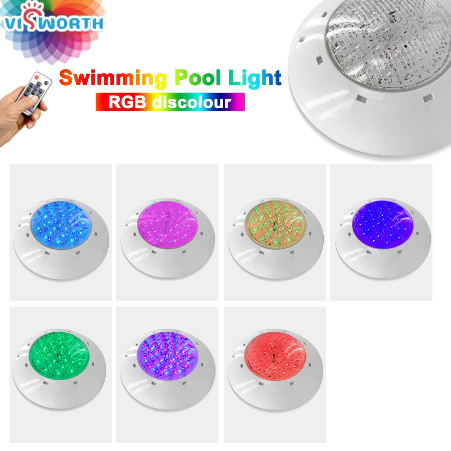 Luz Led subacuática para Piscina, iluminación exterior impermeable IP68, Par56, 24W, 36W, CA/CC, 12V, RGB + mando a distancia