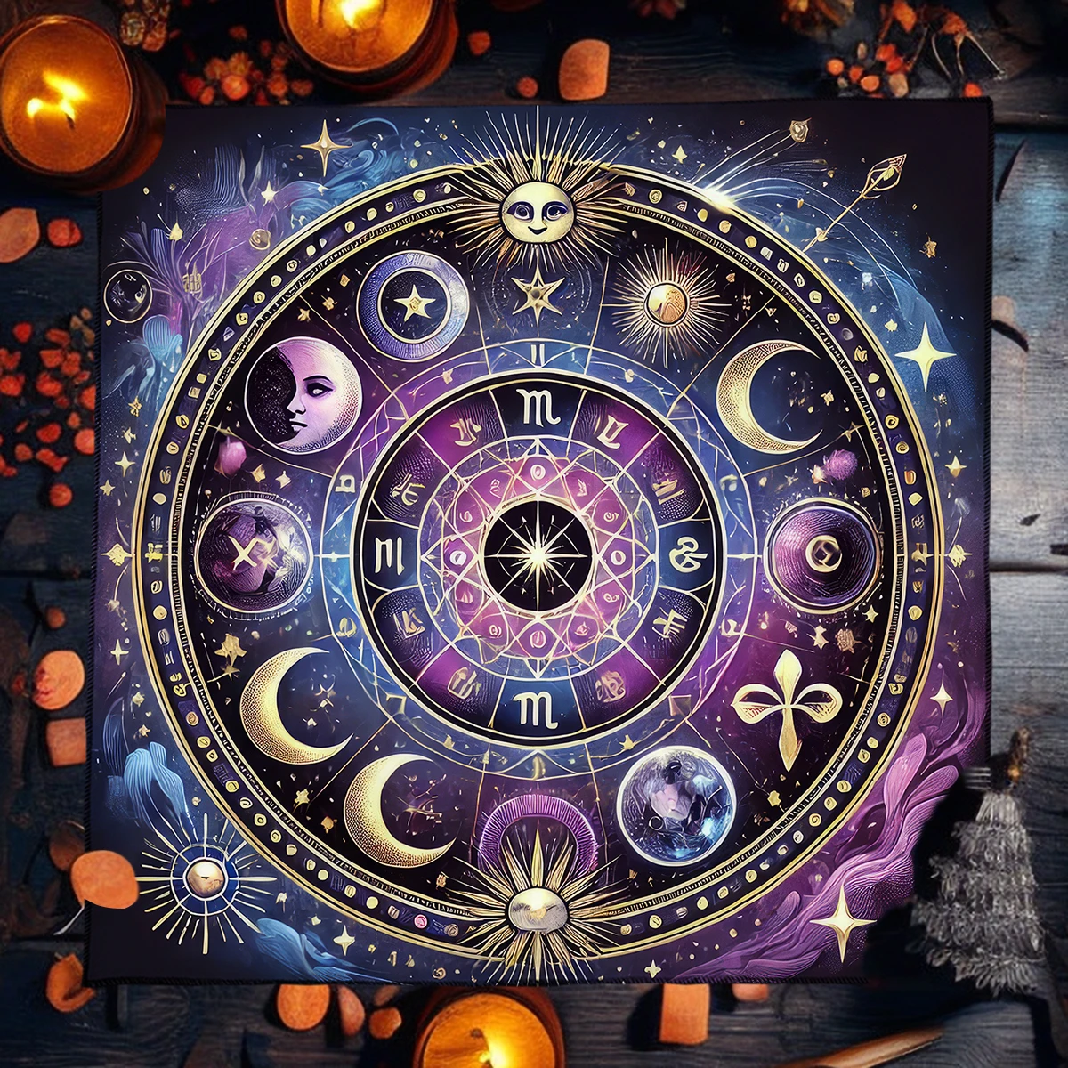 50/75/110/137cm Tarot mat Mystical Celestial Tarot Tablecloth Art Poster Altar Cloth Sun Moon Galaxy Divination Witchcraft