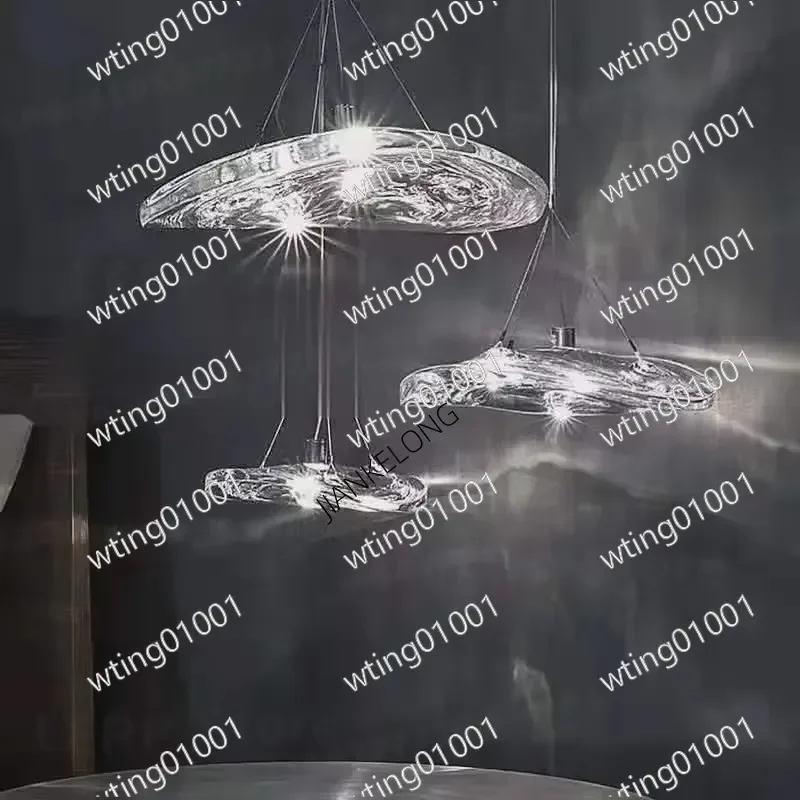 for Italian Lotus Leaf Glass Pendant Creative Artistic Lighting Fixture for Model Room Restaurant Bar Duplex Staircase