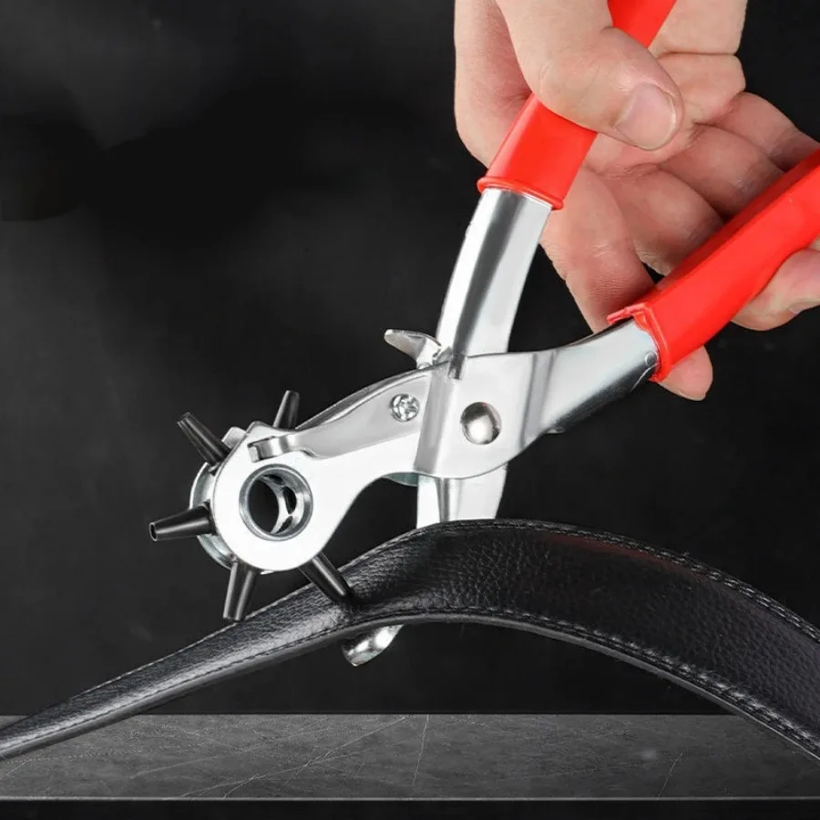 Eyelet Hole Puncher Leather Belt Hole Punch Plier Revolve Sewing Machine Bag Setter Tool Watchband Strap Household leathercraft