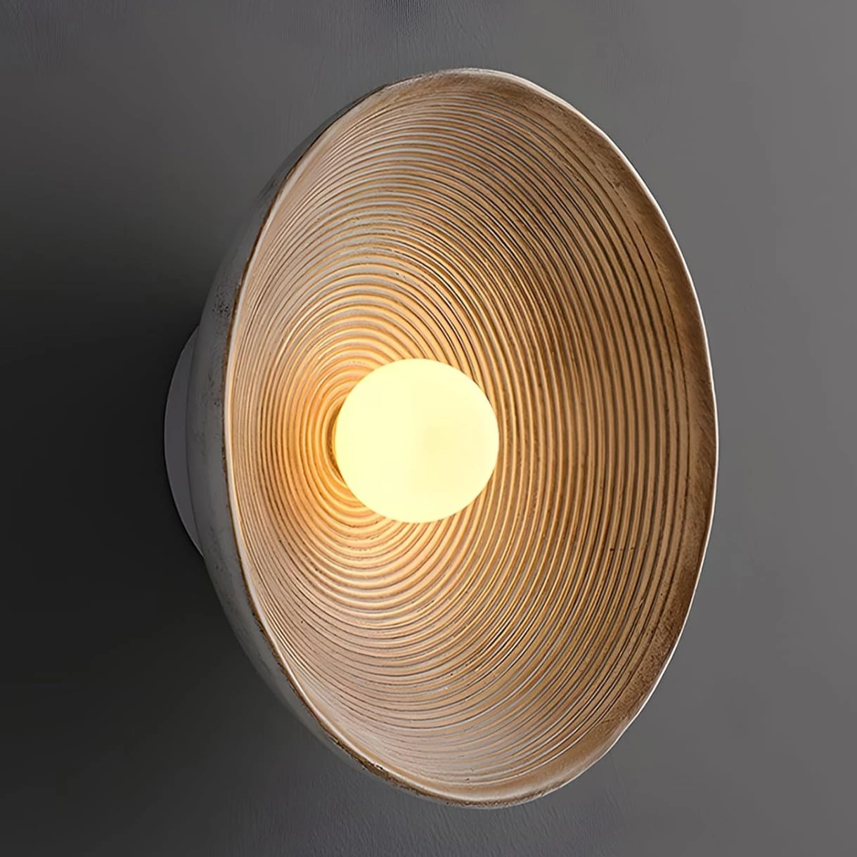 JOYINLED Retro Round Wall Sconce Wabi Sabi Textured Art Sconce Light for Living Room Bedroom Bedside Background Decoration Light