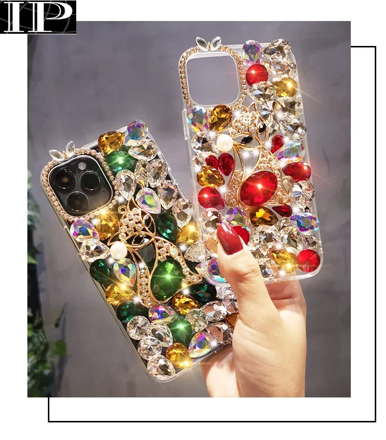 

Cartoon Fox Full Diamond Glitter Case For SamsungA30 A50 A70S A22 A32 5G A52 A71 4G A51 A72 A73 Case Rhinestone Soft Back Cover