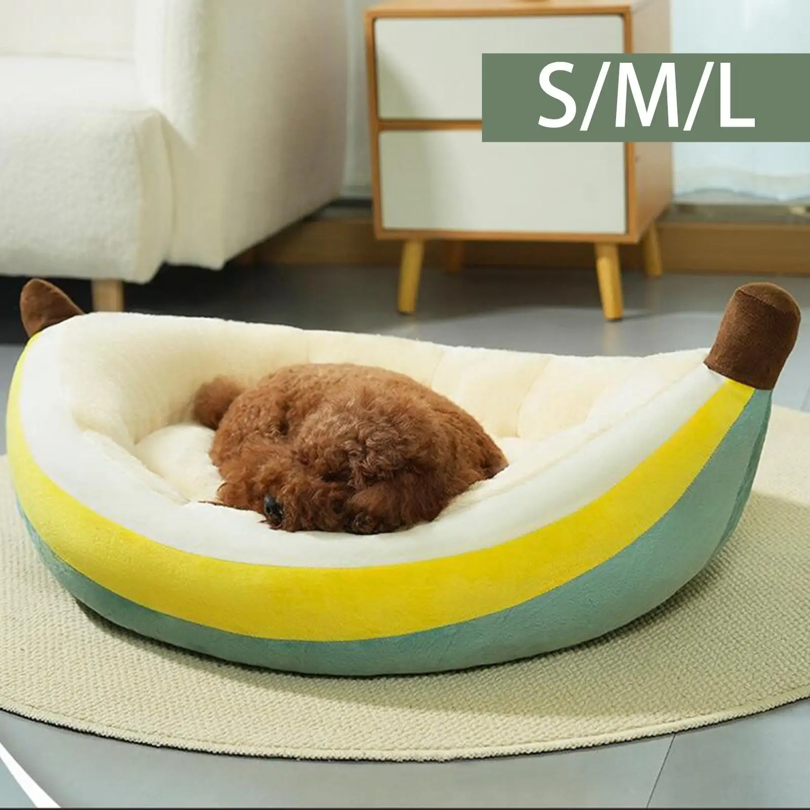 Cama de anidación para perros con forma de plátano, felpa lavable y transpirable, almohadilla para Cachorros para todas las estaciones