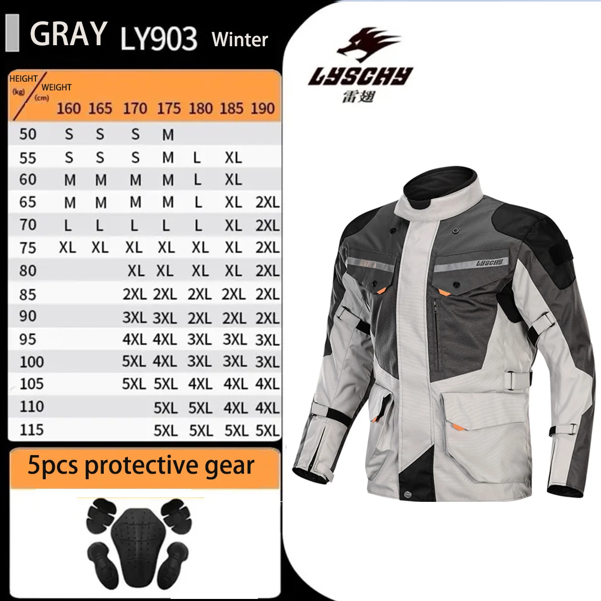 LYSCHY Motorjas Broek Pak Waterdicht Heren Motorrijden Moto Jas Beschermende uitrusting Armor Kleding