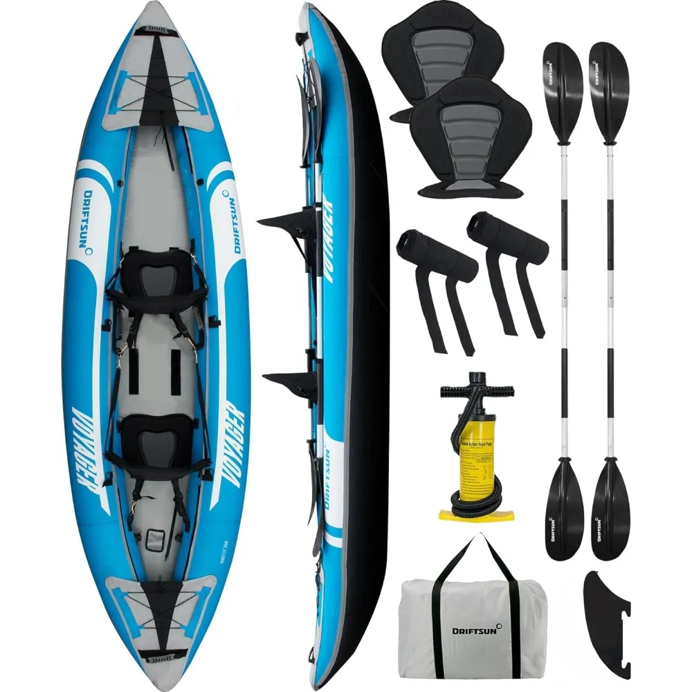 

Inflatable Kayak 2 Person Tandem, Foldable Kayaks for Adults Includes 2 Aluminum Paddles, 2 Padded Seats