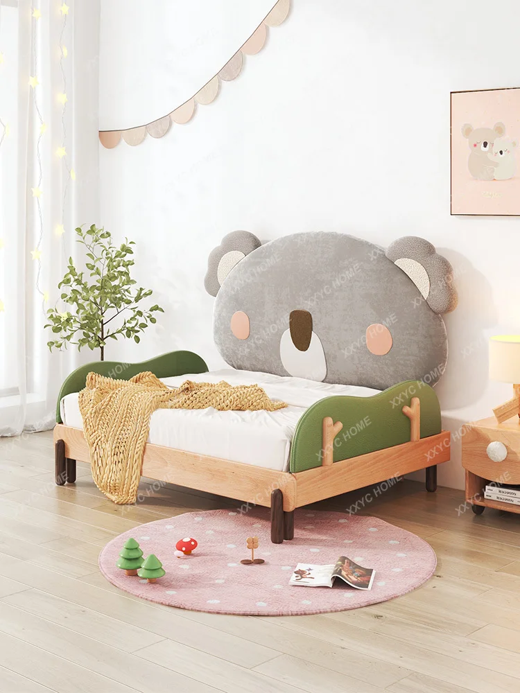 

Children's Telescopic Bed Girls' Solid Wood Stitching Bed Belt Guardrail Foldable Pull-out Boy Single Bed Small Apartment