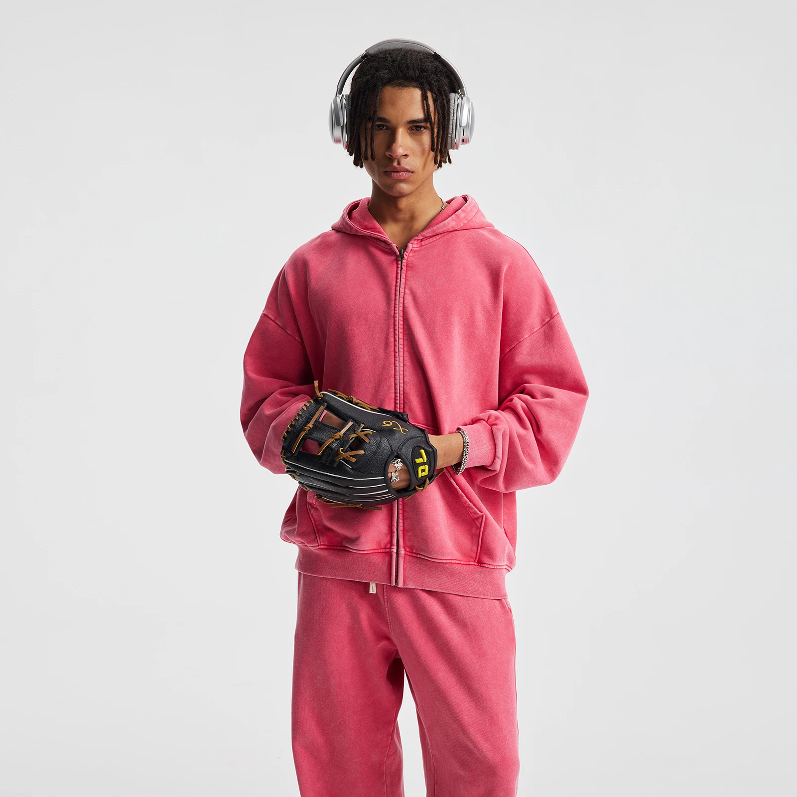 Hio Hop – sweat à capuche avec fermeture éclair, Cardigan en détresse, veste Double fil pur coton, Vintage lavé, automne et hiver, Y2k