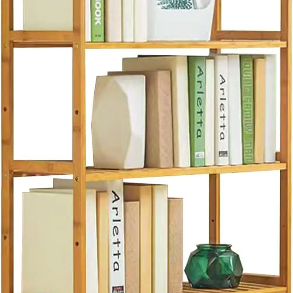 

5-Tier Bamboo Bookshelf, Compact Storage Rack for Home & Office, Multifunctional Display Unit in Natural Finish