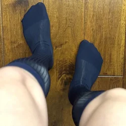 Black Business Tube Socks for Men High Quality Elastic Breathable Formal Dress Socks Man Sexy Mirror Oil Glossy Stripe Stockings