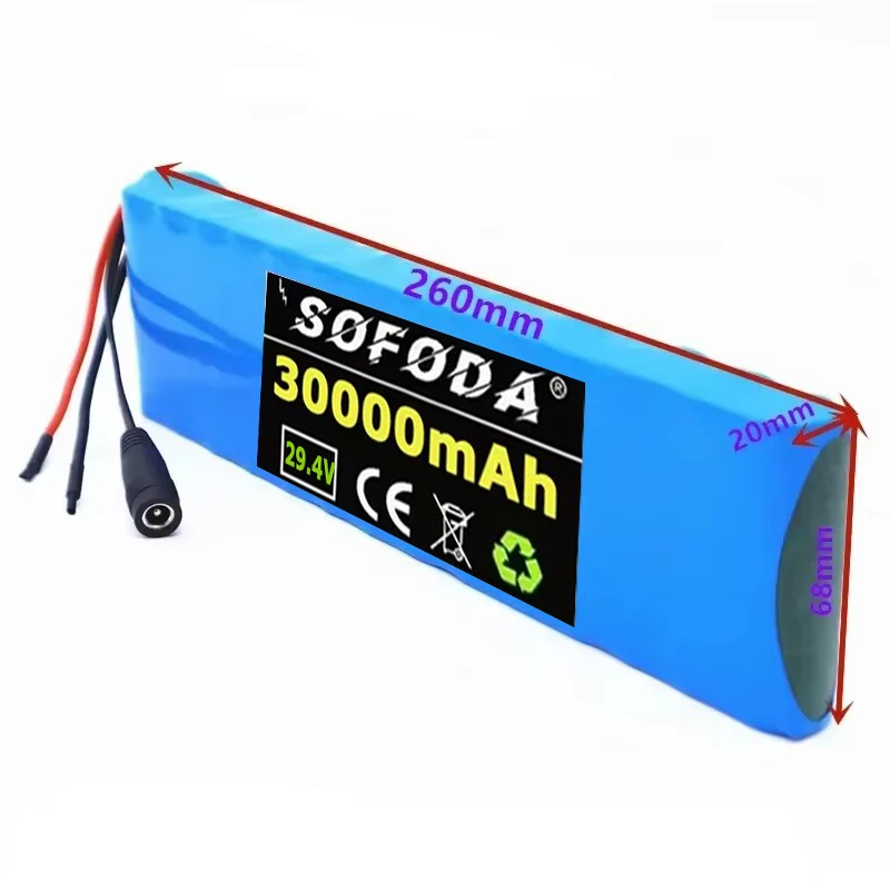 전기 자전거 스쿠터 리튬 이온 배터리 팩, 7S2P, 29.4V, 30000mah, 20A 밸런스 BMS, 신제품