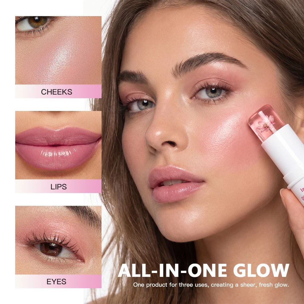 Dual Temperature & PH Adaptive Color-Changing Jelly Blush Cream Flower-Infused Deep Hydrating Multi-Use Blush & Lip Jelly Makeup