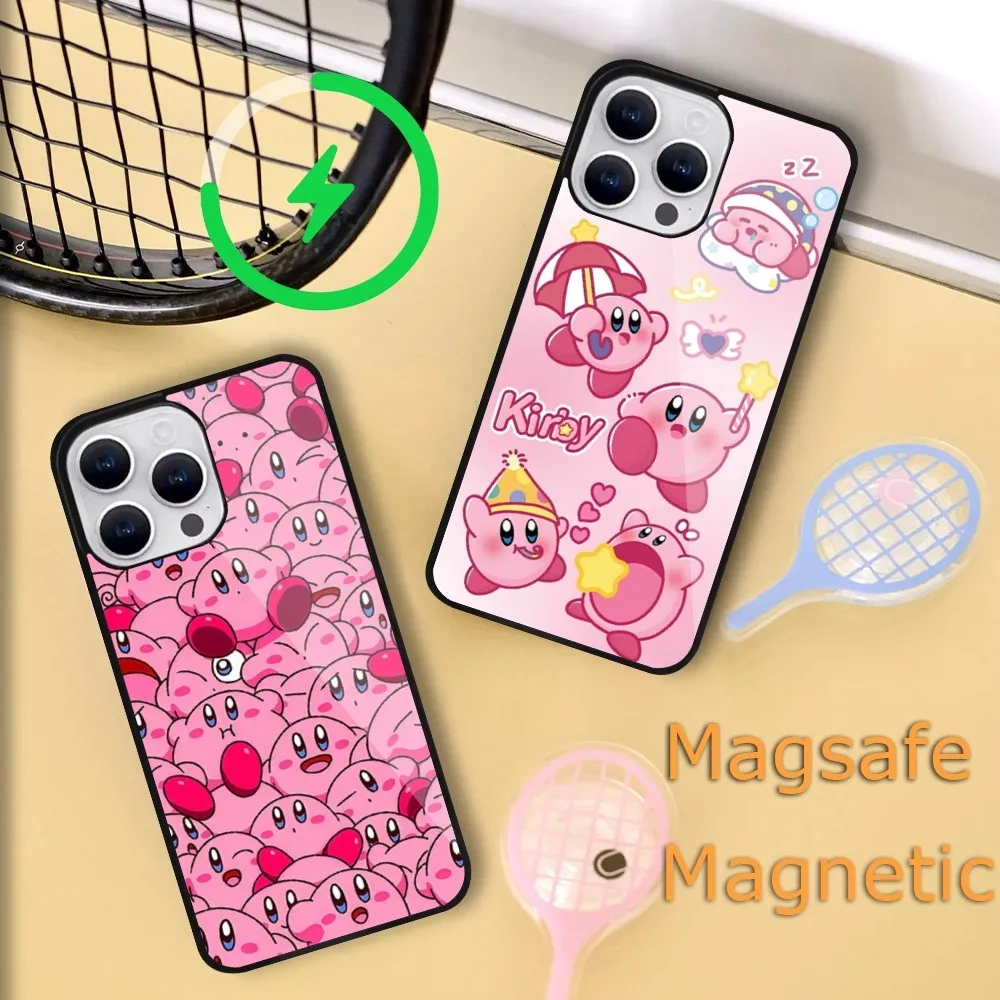 

Cartoon Cute Stars K-Kirby Phone Case For iPhone 16 15 14 13 12 11 Plus Pro Max Magsafe Magnetic Wireless Charging