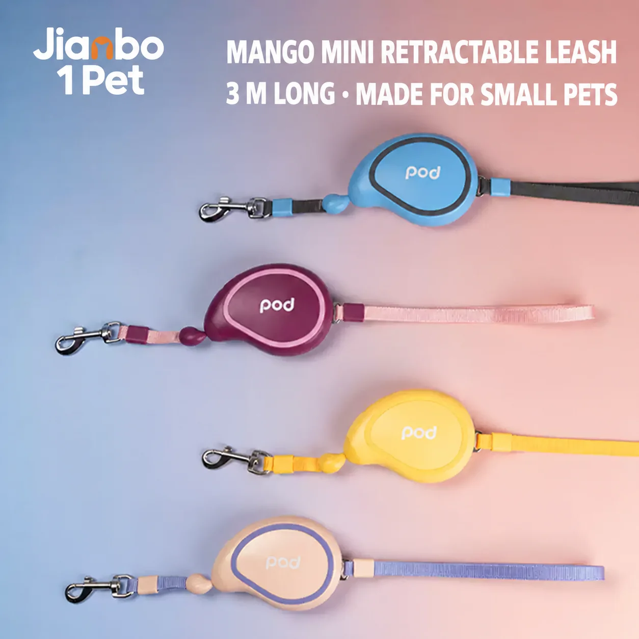Jianbo Yipetong 3m Long Silicone Ring Dog Leash Skin-Friendly One-Hand Operable Plastic Ribbons Solid Pattern For Mango