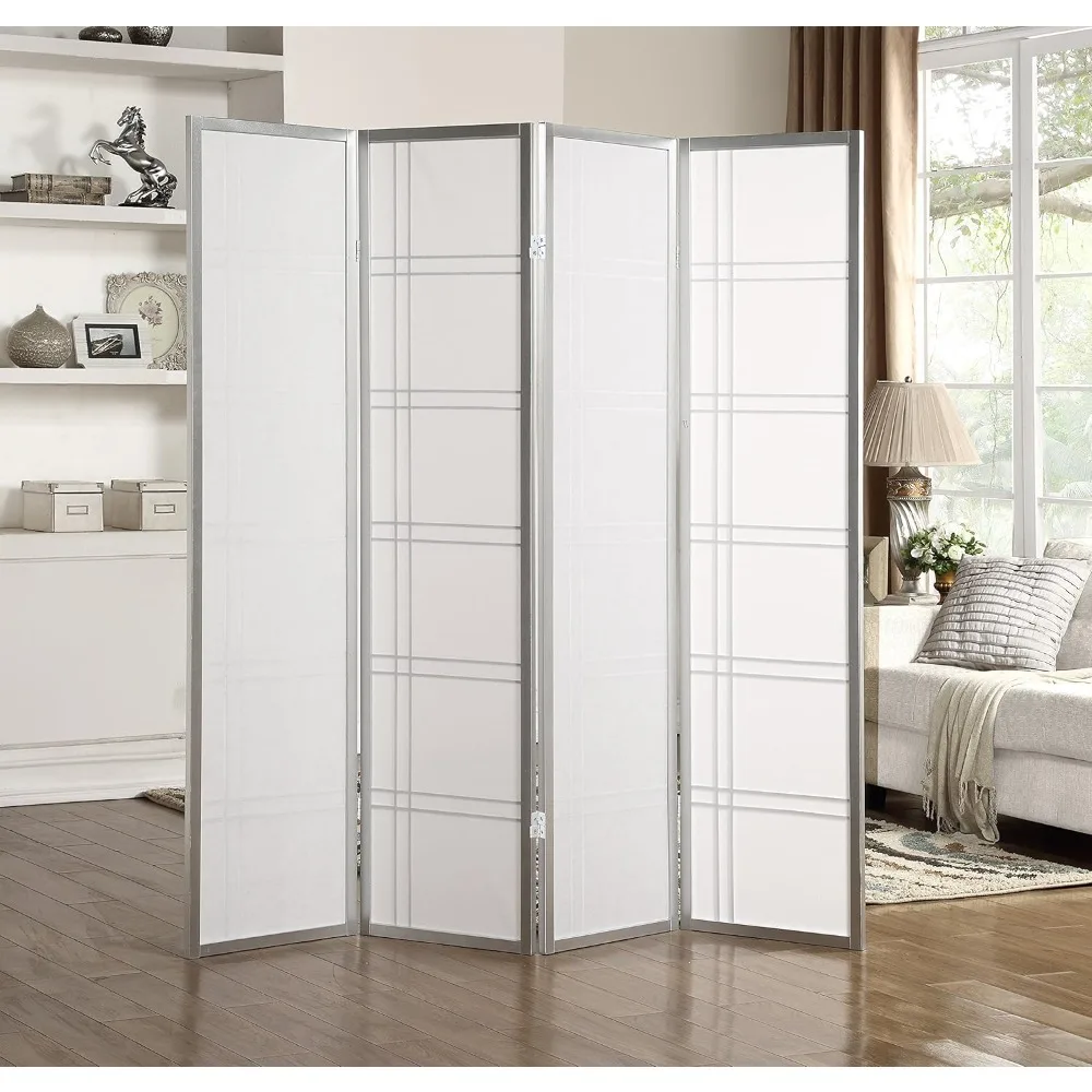 

Best - Seto 4-Panel Room Divider Screen, Silver