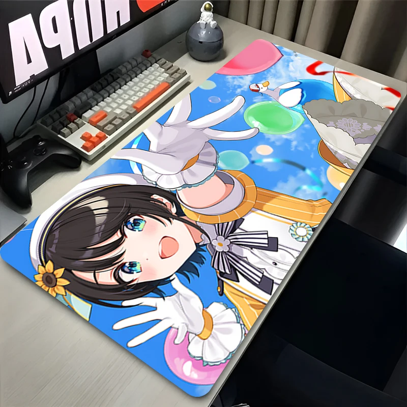 

Anime Mouse Pad Gamer XXL Keyboard Mat Short Black Hair Sunflower Hair Clip Bright Sky Bubble Idol Anime Office Gaming Home Desk