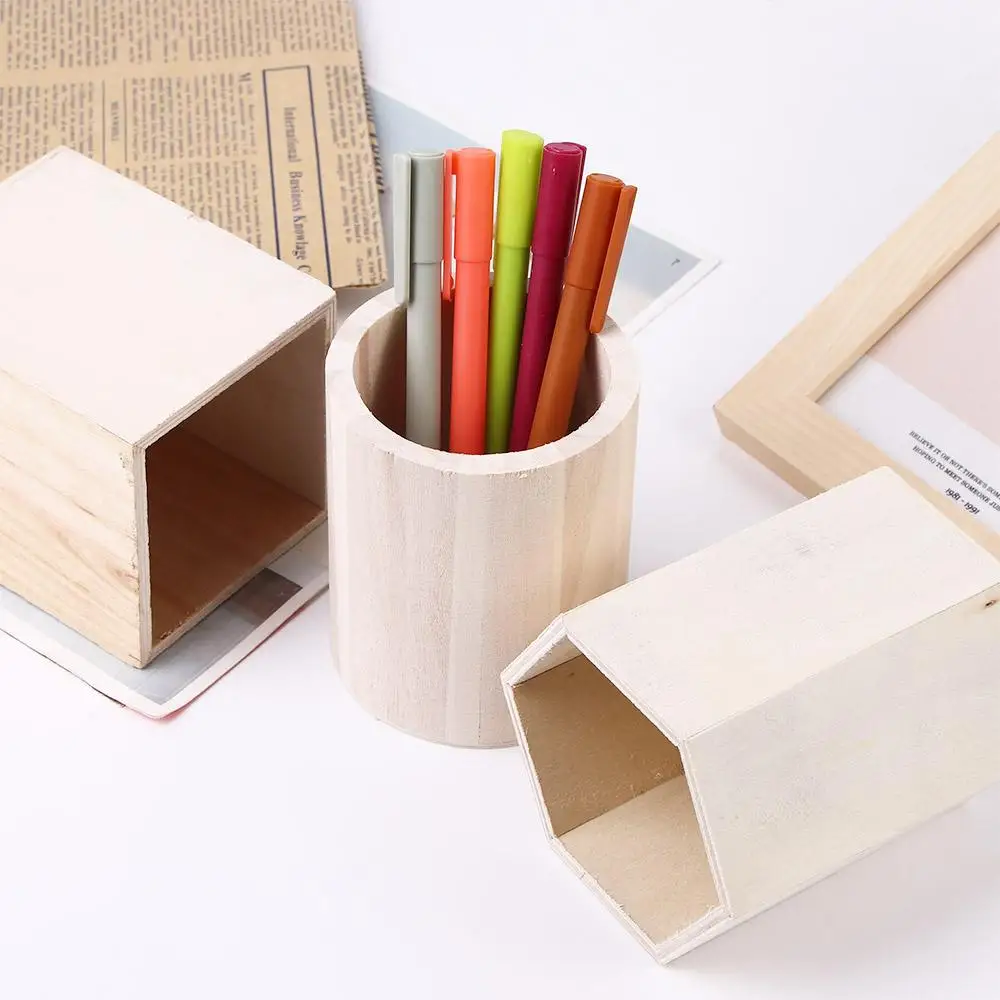 Fashion Stationery Office Organizer Desk Accessories Pencil Container Pen Holder Storage Box Wooden Pencil Holders JJ1838