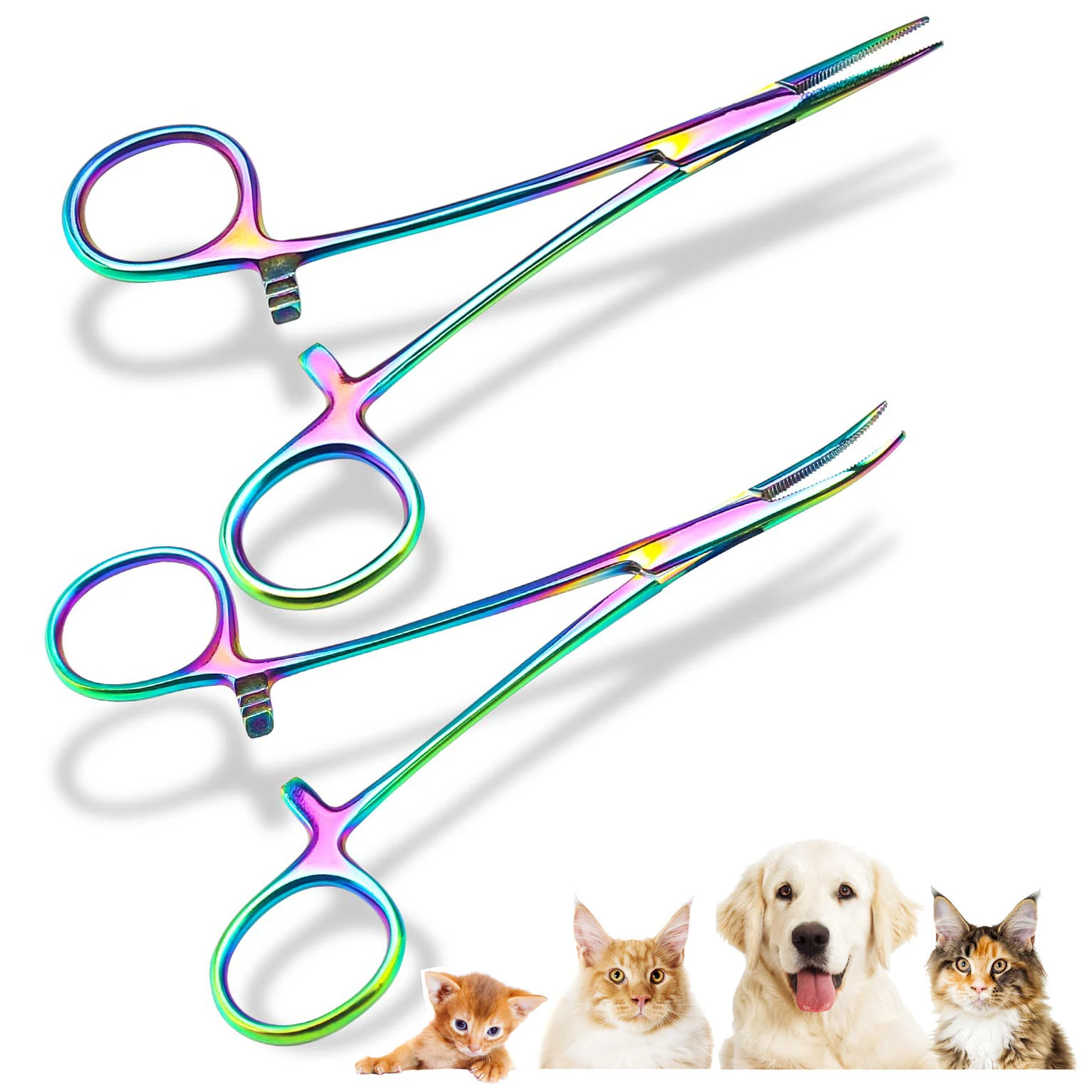 Dog Hair Tweezers Hemostat forceps stainless steel clamps color cosmetic veterinary tools for surgical wound cleaning