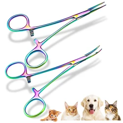 Dog Hair Tweezers Hemostat forceps stainless steel clamps color cosmetic veterinary tools for surgical wound cleaning