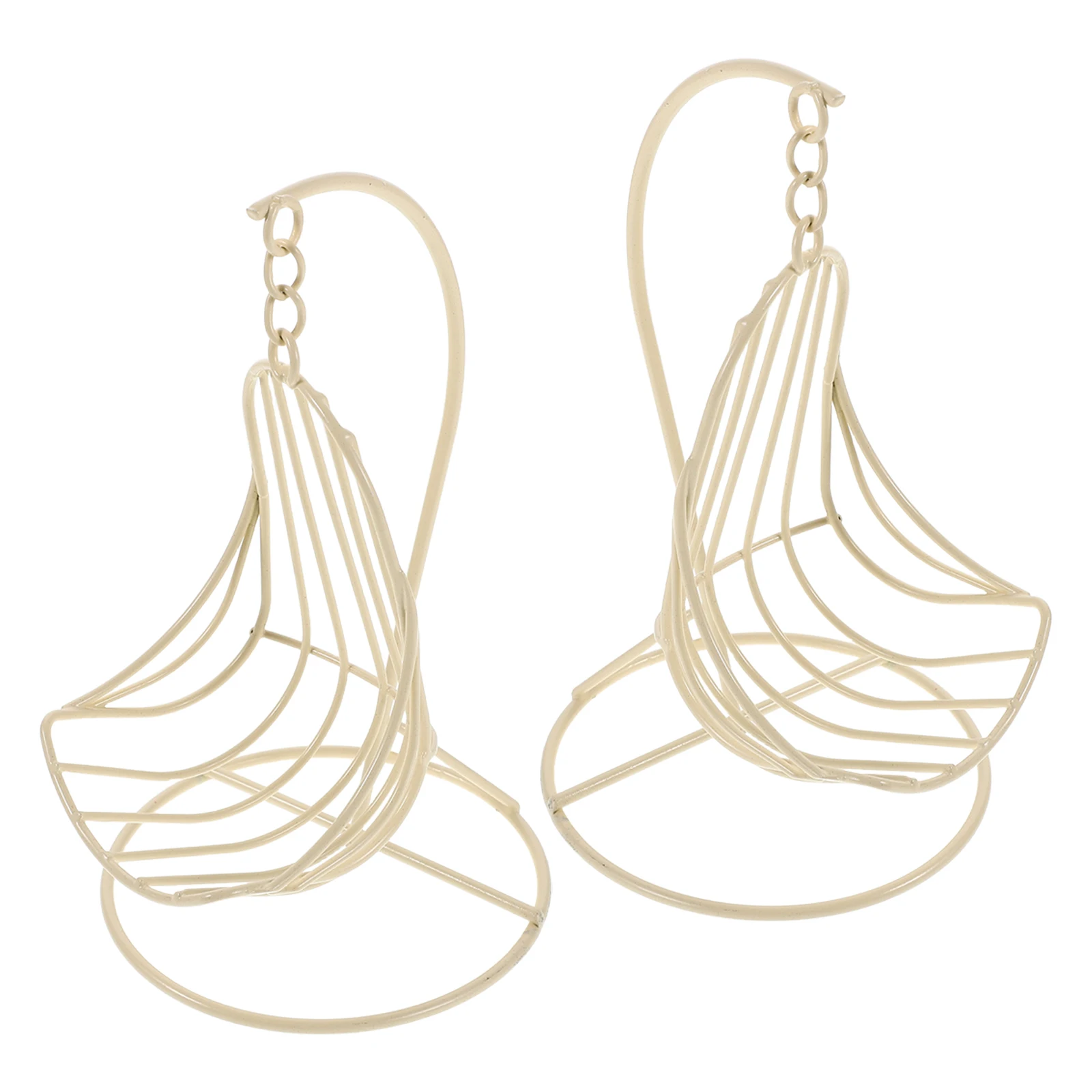 

2 Pcs House Mini Hanging Basket Hammock DIY Scenery Props Beige Iron Furniture for Miniature Dollhouse